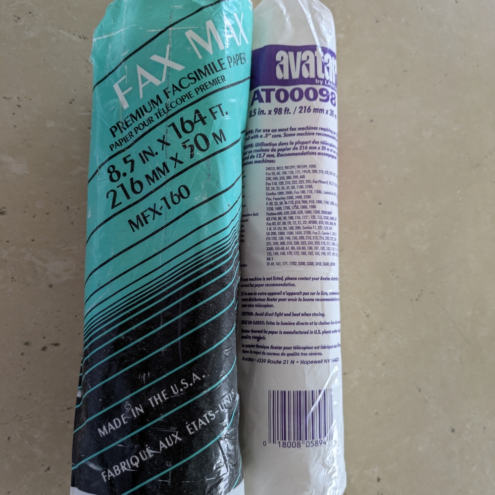 Fax Paper Rolls Max and Avalar Fax Paper Rolls